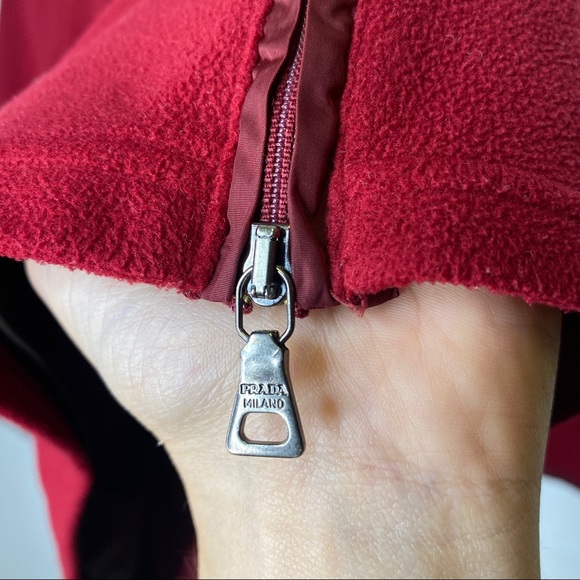 Vintage Prada Red Fleece Top Drawstring Waist - Picture 3 of 11